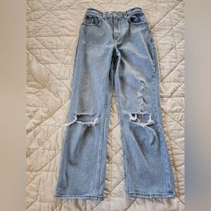 Abercrombie & Fitch 'Curve Love' Ankle Straight Ultra High Rise Distressed Jeans